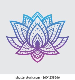 lotus floral mandala pattern with gradient color, ethnic, floral, ornament