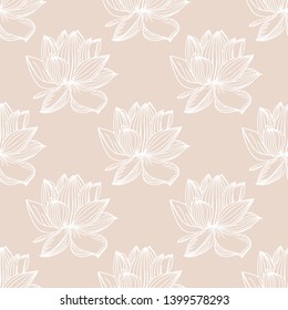 lotus floral seamless pattern hand drawn sketch