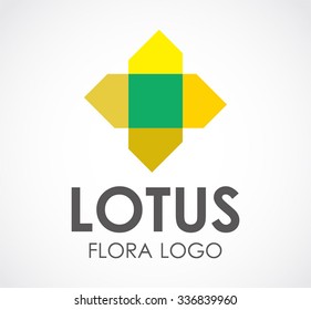 Lotus of floral star abstract vector and logo design or template natural business icon of company identity symbol concept