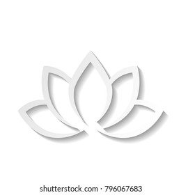 Lotus flower 3d Icon on white background. Wellness, spa, yoga, beauty and healthy lifestyle theme. Vector illustration.