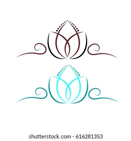 Lotus flower abstract logo of a thin line.