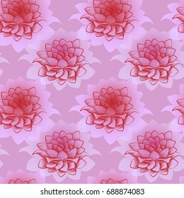 Lotus flower abstract seamless pattern. Vector illustration.