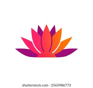 Lotus flower abstract vector illustration. Asian traditional decoration in simple modern style. Gradient color design.