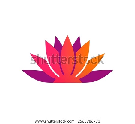 Lotus flower abstract vector illustration. Asian traditional decoration in simple modern style. Gradient color design.
