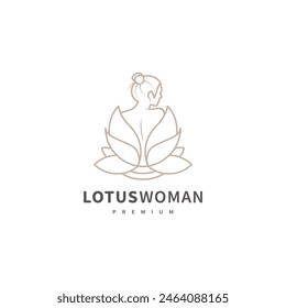 Lotusblume und schöne Frau Vektorillustration für Schönheit Körperpflege Logo Design