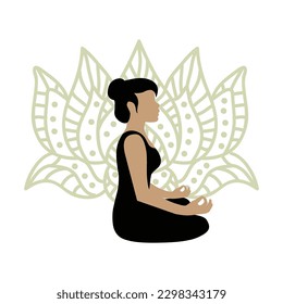 lotus flower behind person in meditation pose