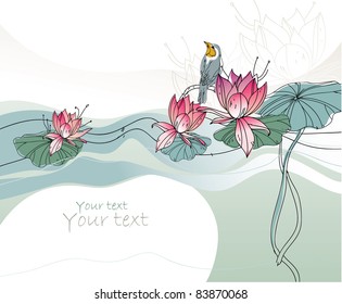 Lotus Flower with a bird
