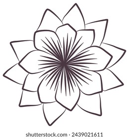Lotus flower black line art