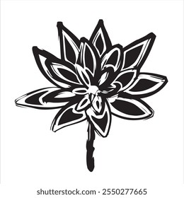 Lotus Flower in Black and White Background Vector