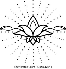 Ilustración vectorial en blanco y negro de flores de Lotus en contornos.