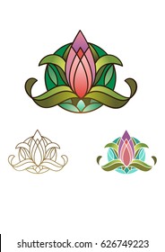 lotus flower blooms. Lotus in the circle.