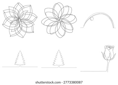 Lotus flower bud, closed shape, elegant botanical illustration, organic continuous line art.