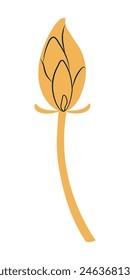 Flor de loto brote plano dibujado a mano ilustración. Festival del bote del dragón, festival del otoño medio, arte tradicional del Clip de la fiesta, tarjeta, Anuncio, elemento del cartel. Diseño de estilo asiático, Vector aislado.