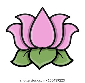 Lotus Flower - Cartoon Vector Illustration
