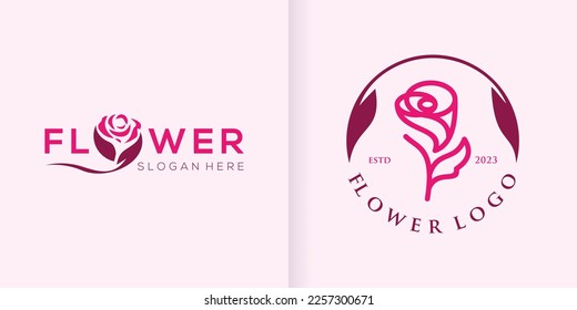 Lotus Flower Collection Abstract logo Beauty Spa Salon Cosmetic brand Linear Style. Looped Leaves Logotype design vector Luxury Fashion template part 2
