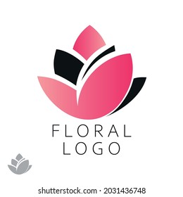 Lotus flower, color logo with gradient. A concept for spa, relaxation, cosmetology, yoga, treatment, recovery, massage, oriental medicine. Vector illustration