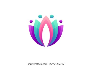 lotus flower colorful gradient logo template