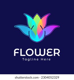 Lotus flower with colorful gradient style icon logo vector design