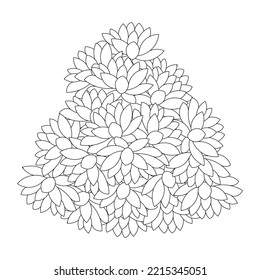lotus flower coloring page of simplicity artistic drawn with blossom flower on isolated background. hand drawing water lily flower with decorative line art design for print.