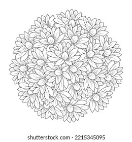 lotus flower coloring page of simplicity artistic drawn with blossom flower on isolated background. hand drawing water lily flower with decorative line art design for print.