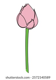 Lotus flower in continuous line art style and can be edited later