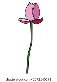 Lotus flower in continuous line art style and can be edited later