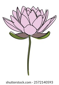 Lotus flower in continuous line art style and can be edited later