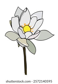 Lotus flower in continuous line art style and can be edited later