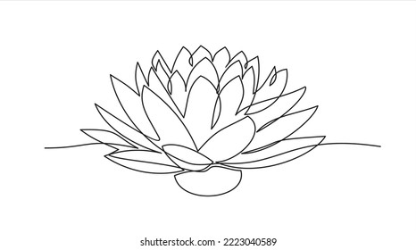 Lotus flower continuous line drawing