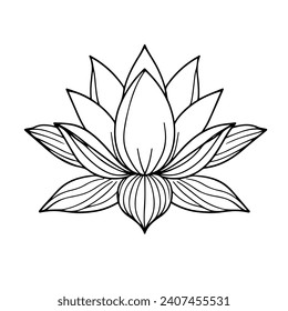 Lotus Flower Continuous Line Drawing Style Grouped with Editable Stroke