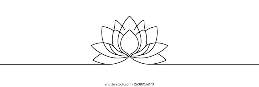 Lotus flower continuous one line drawing. Wellness concept in simple linear style. Vector illustration.
