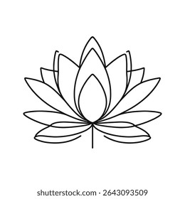 Lotus flower continuous one line drawing. Wellness concept in simple linear style. Vector illustration.