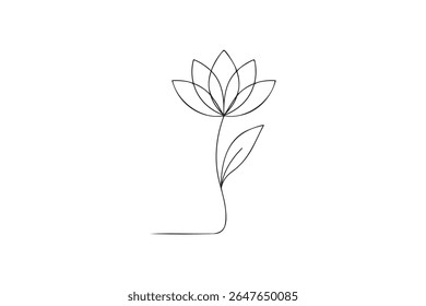 Lotus flower continuous one line drawing minimalism design