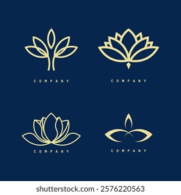 Lotus flower. Contour vector illustration for packaging, corporate identity, labels, postcards, invitations.