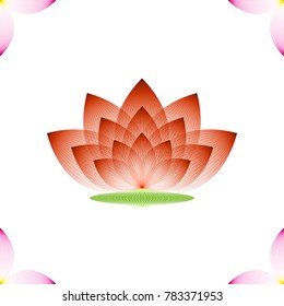 Lotus Flower dark maroon profile on a white background, geometric pattern, vector.