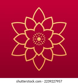 Lotus flower decorative element. Chinese traditional floral decorative element. Flower pattern. Isolated vector illustration