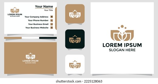 lotus flower design logo and branding card