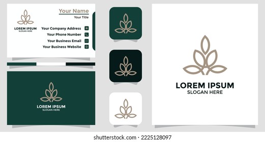 lotus flower design logo and branding card