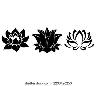 Lotus flower design, set, Yoga vector abstract collection isolated illustration