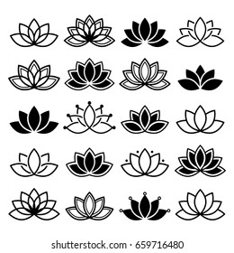 Lotus flower design, set, Yoga vector abstract collection 