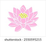 Lotus flower doodle icon isolated. Vector illustration