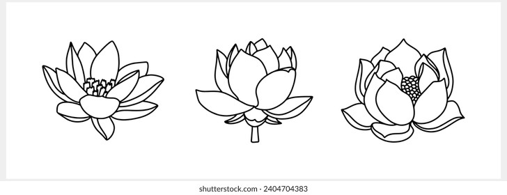 Lotus flower doodle icon isolated. Sketch vector stock illustration. EPS 10