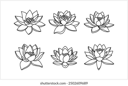 Lotus flower doodle icon isolated. Sketch vector illustration