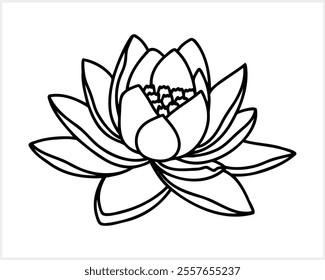 Lotus flower doodle icon isolated. Sketch vector illustration