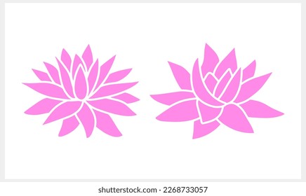Lotus flower doodle icon. Stencil vector stock illustration. EPS 10