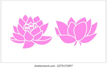 Lotus flower doodle icon. Stencil vector stock illustration. EPS 10