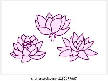 Lotus flower doodle icon. Stencil vector stock illustration. EPS 10