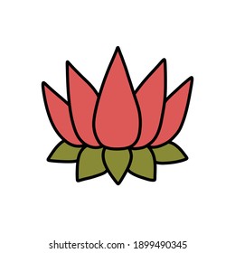 lotus flower doodle icon, vector illustration