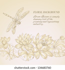 Lotus flower and dragonfly