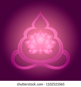 Lotus flower. Emblem for SPA salon, t-shirt design, greeting card or business card emblem. Ancient symbol flower. Islam, Arabic, Indian style
